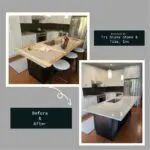 Kitchen island before and after remodel.