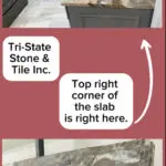 Slab of granite countertop from Tri-State Stone & Tile.