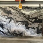 Black and white marble slab hanging.